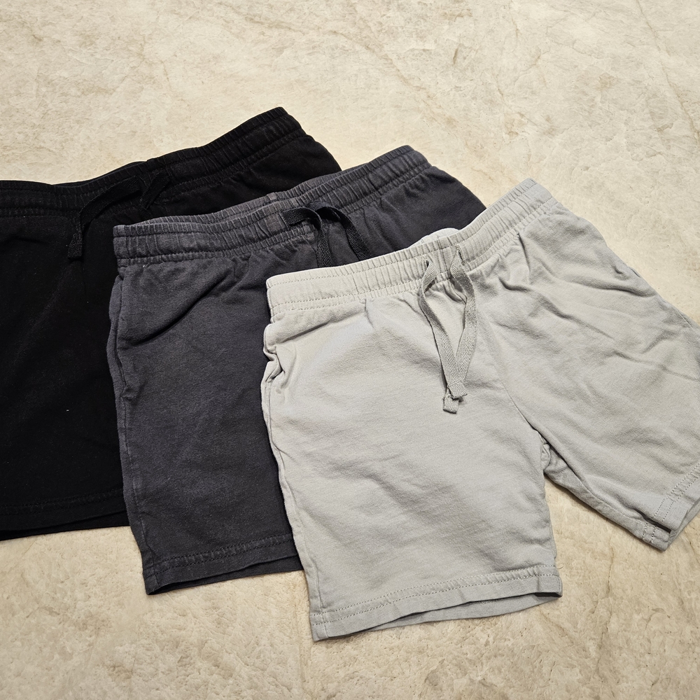 H&M Set of Three Casual Shorts in Black, Dark Gray, and Light Blue, 100% Cotton